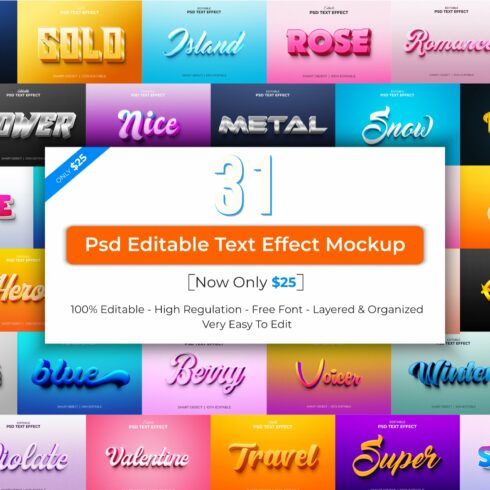 Editable 3d Text effect PSD  Bundlecover image.