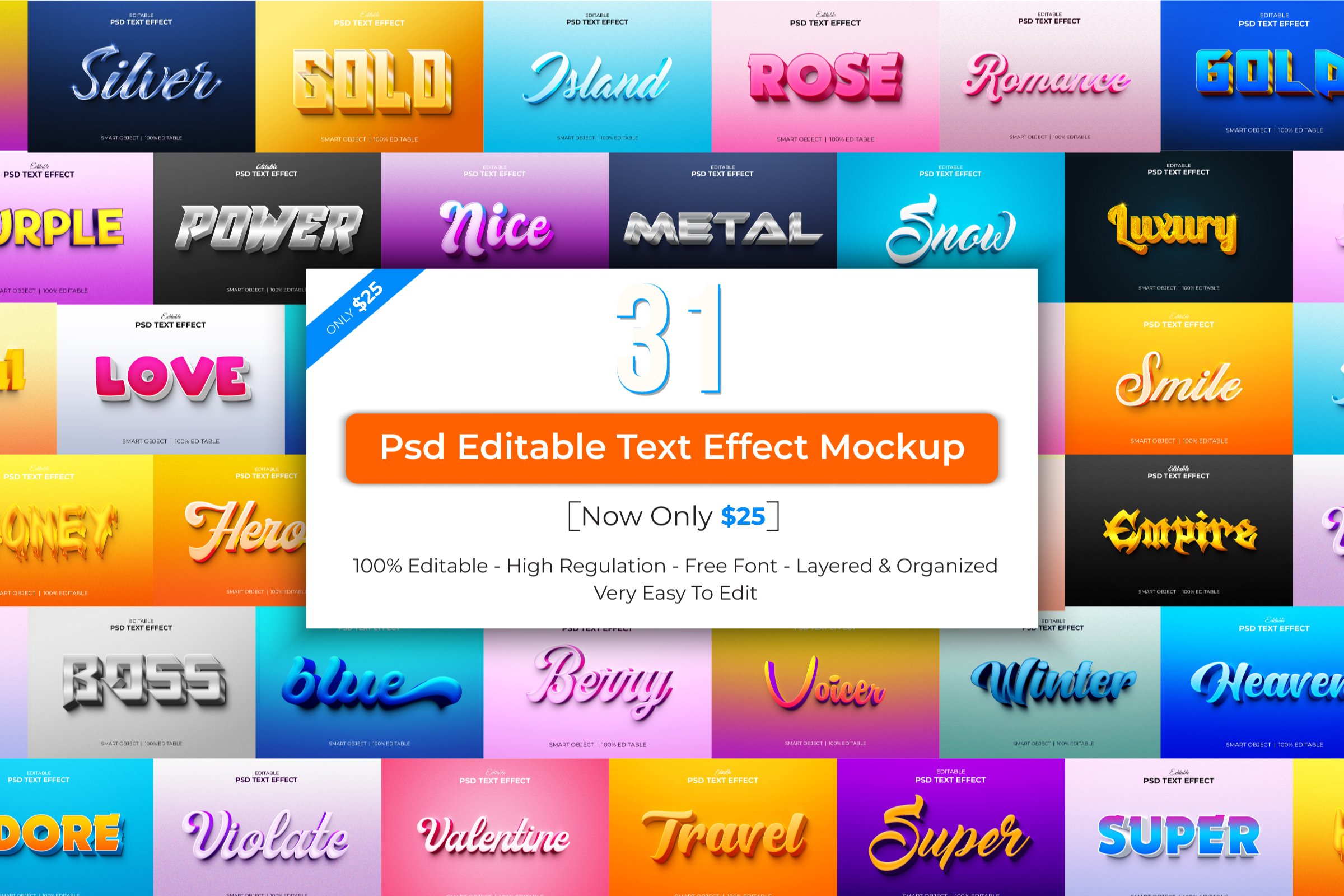 Editable 3d Text effect PSD  Bundlecover image.