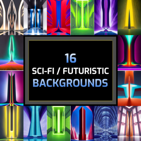 Futuristic Sci-fi Background Pack - 16 Vertical Images cover image.