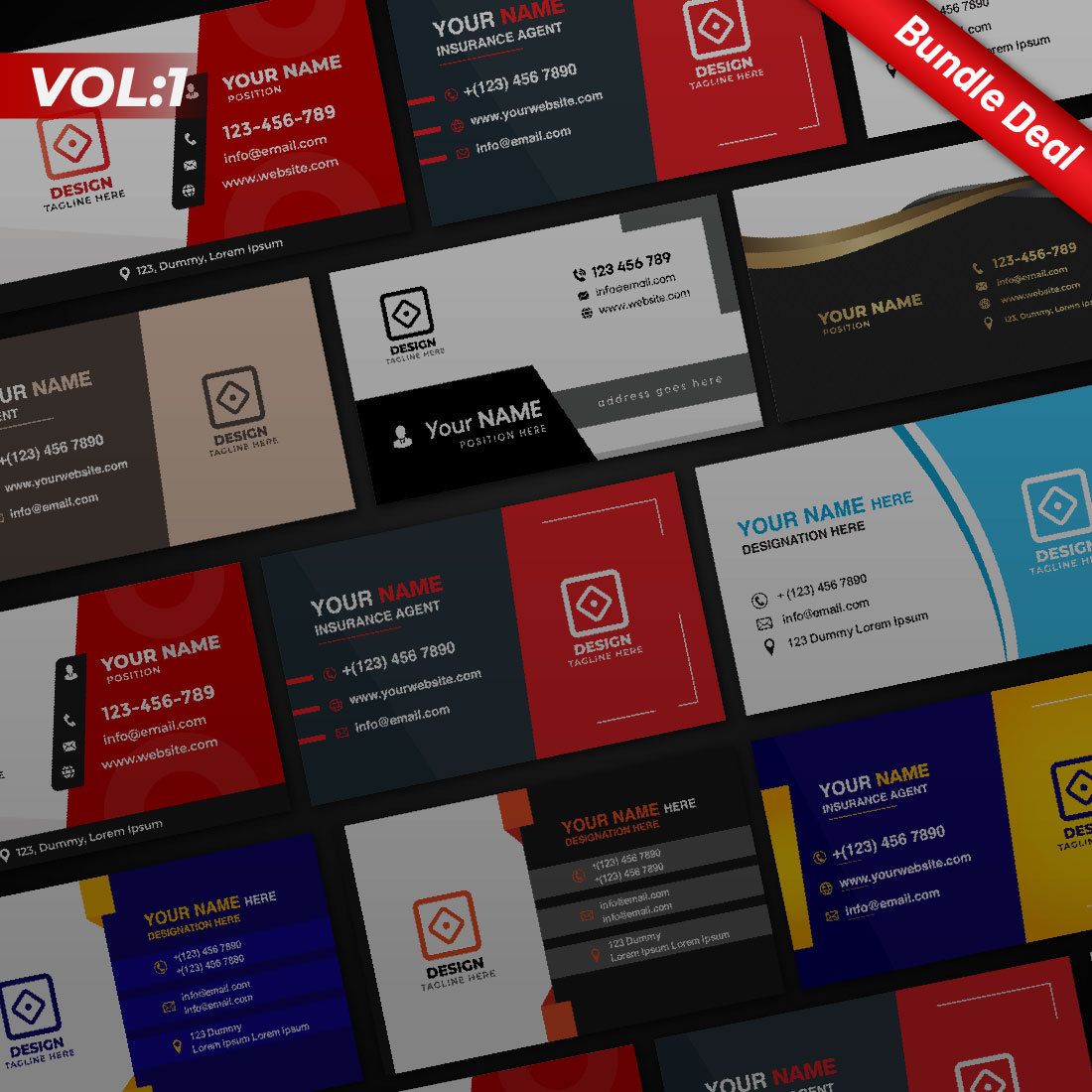 12 Modern & Corporate Style Business Card Templates - Only $10 preview image.