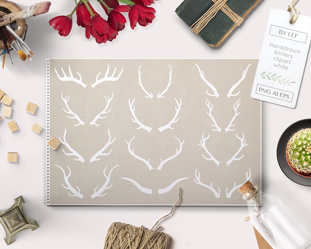 Vector Antlers and Photoshop Brushescover image.