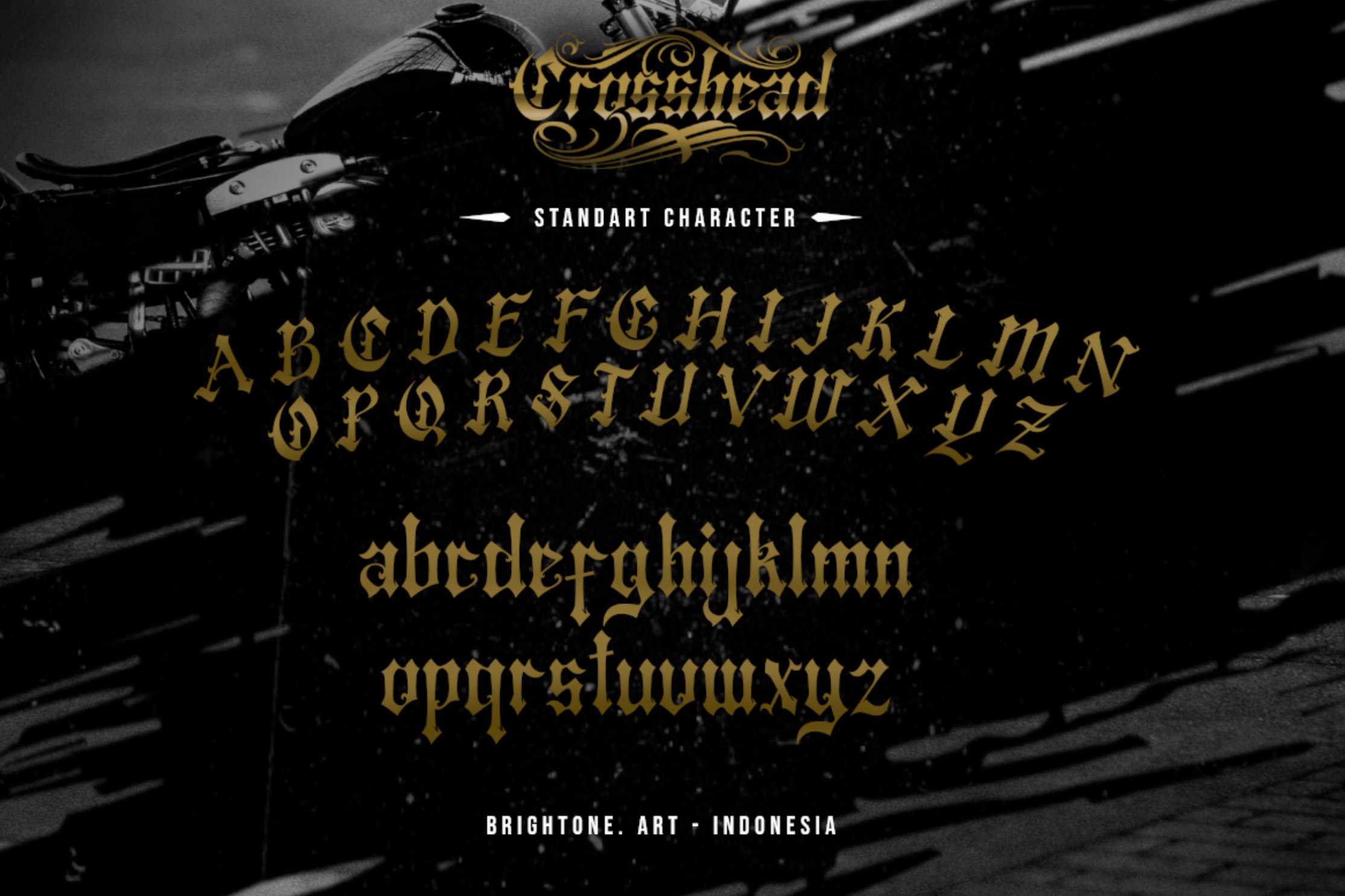 Crosshead - Blackletter type font preview image.