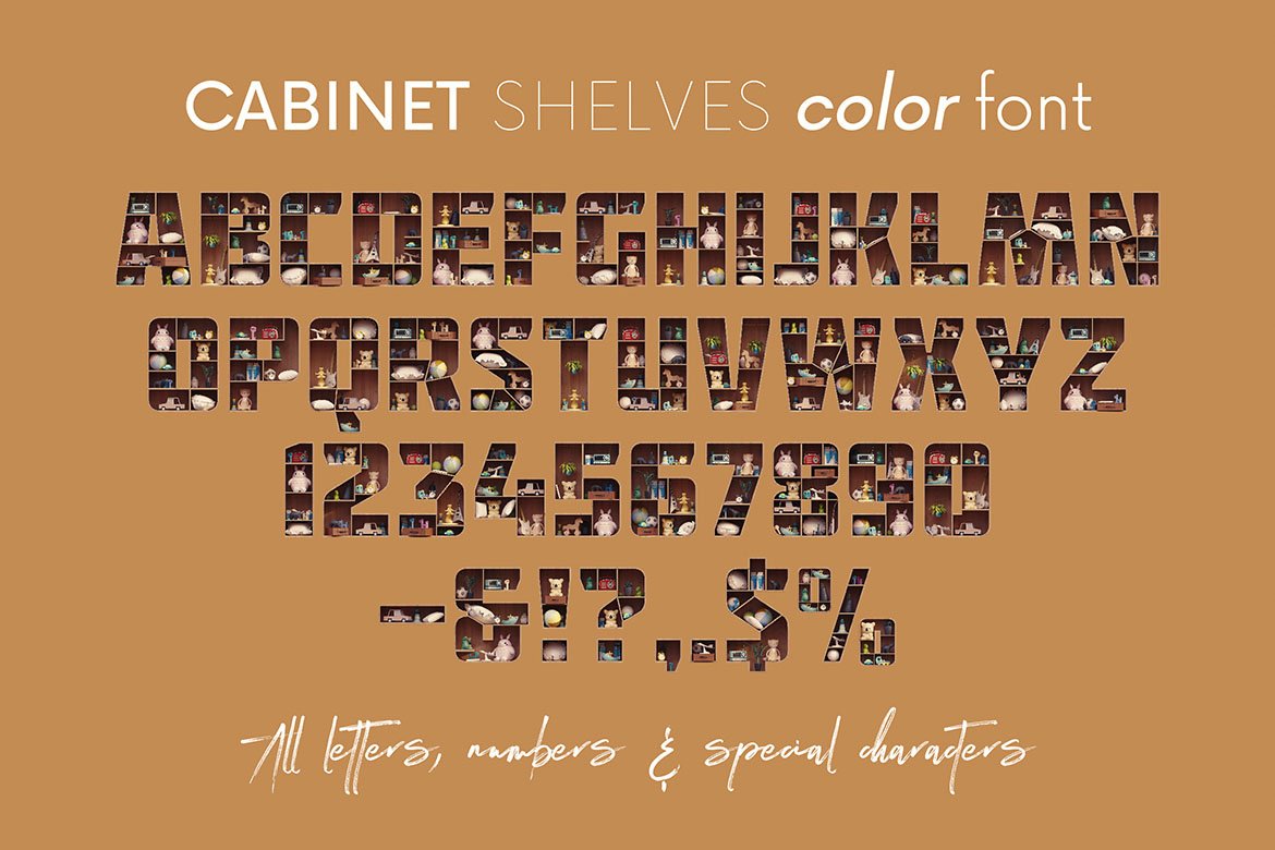 Cabinet Shelves - Color Font preview image.