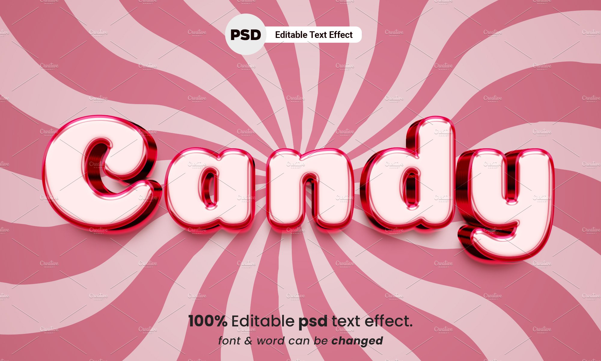 Candy 3d text effectcover image.