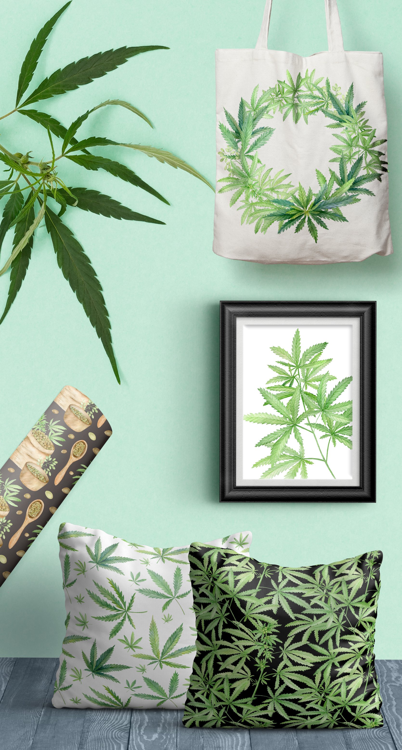 Picture of a potted plant next to a picture of a marijuana plant.