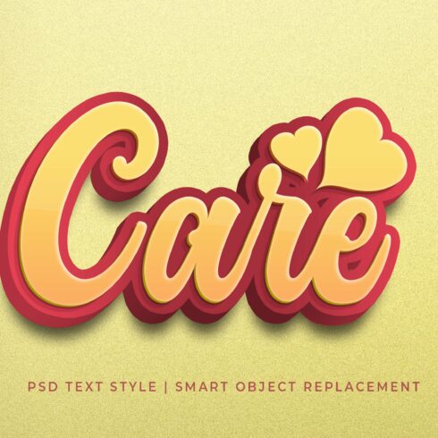 Care 3D Text Style Effect Mockupcover image.