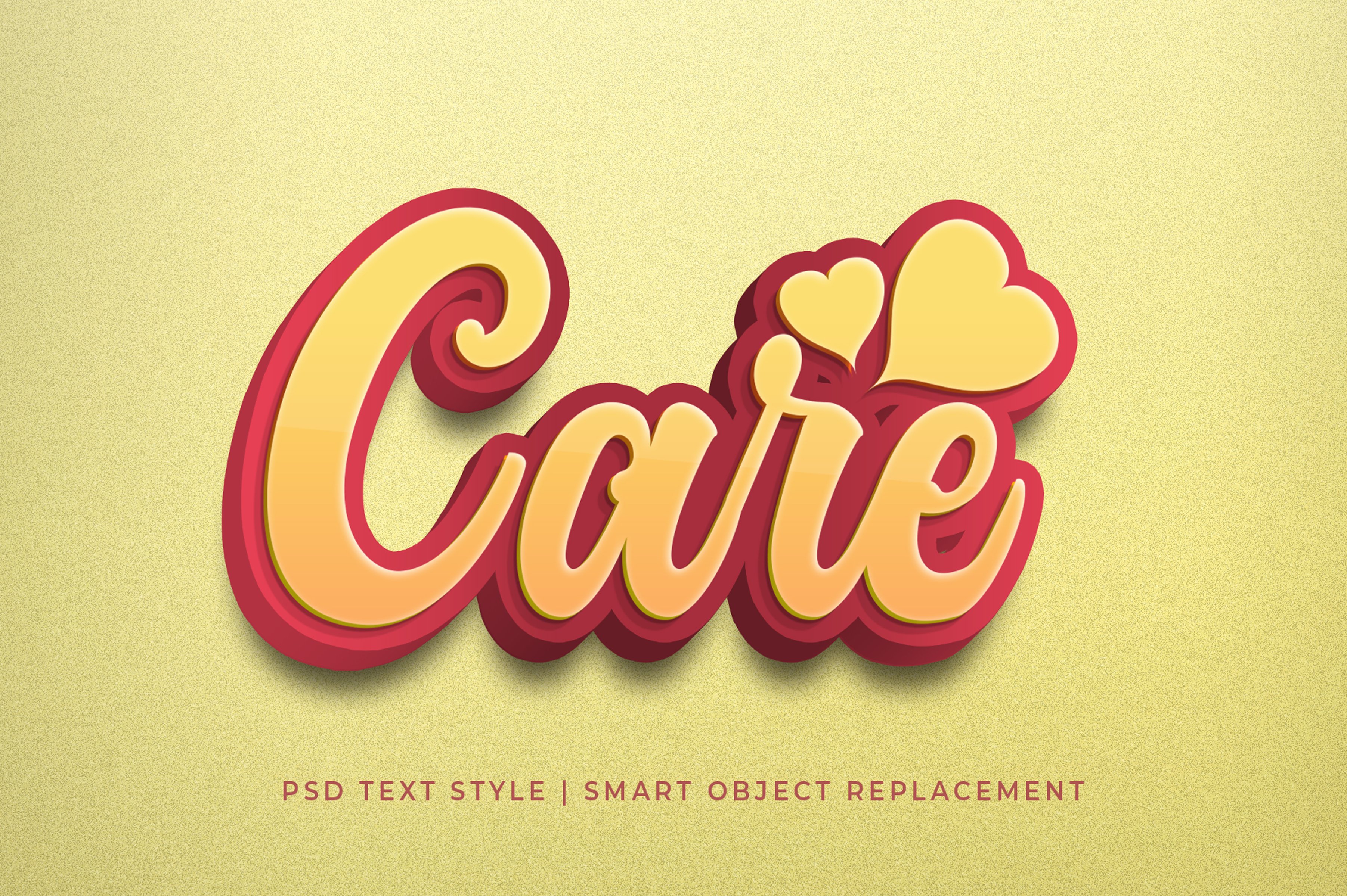 Care 3D Text Style Effect Mockupcover image.