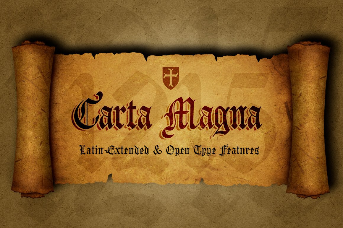 Carta Magna, gothic fonts cover image.