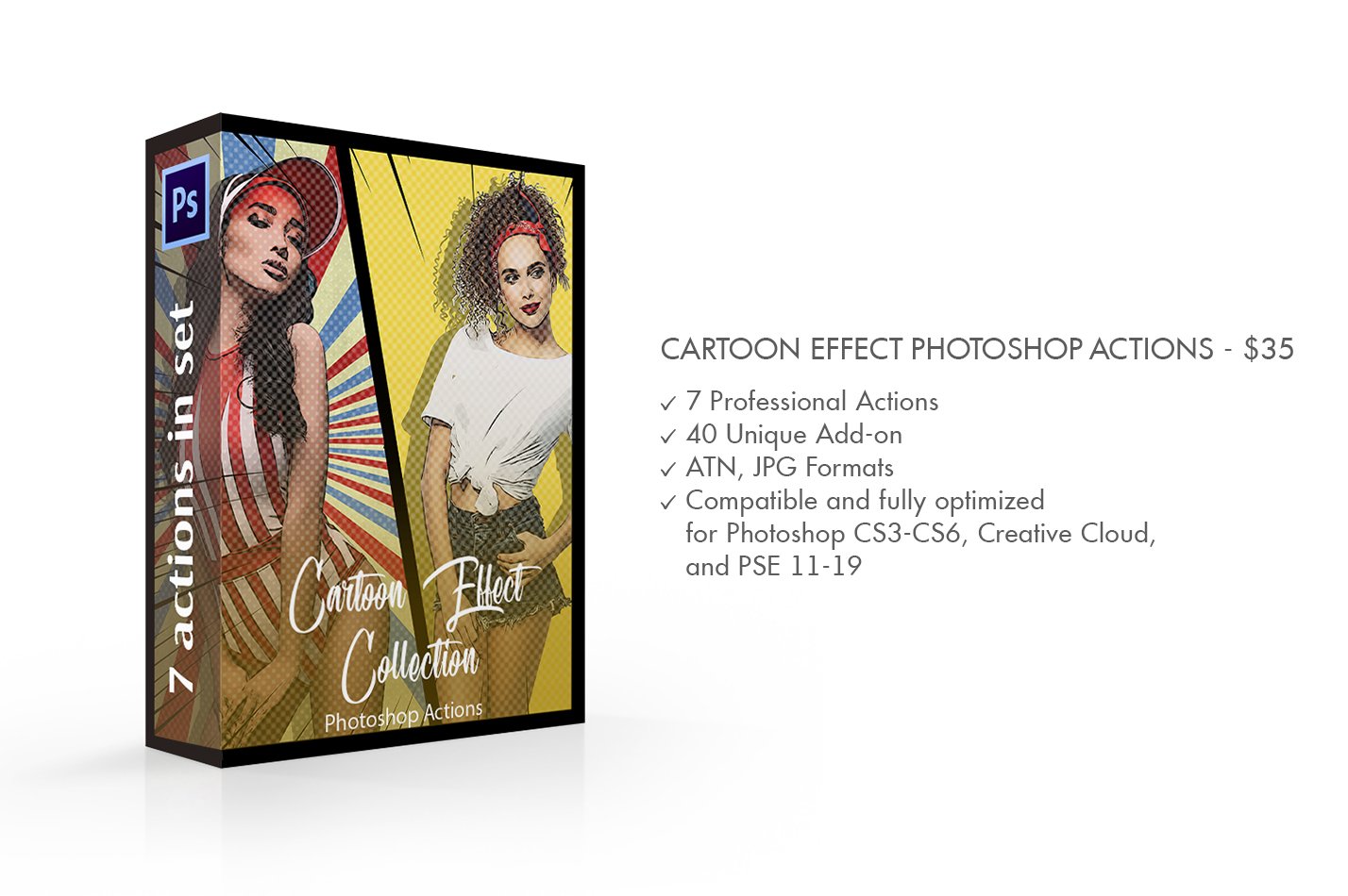 Cartoon Effect Photoshop Actionspreview image.