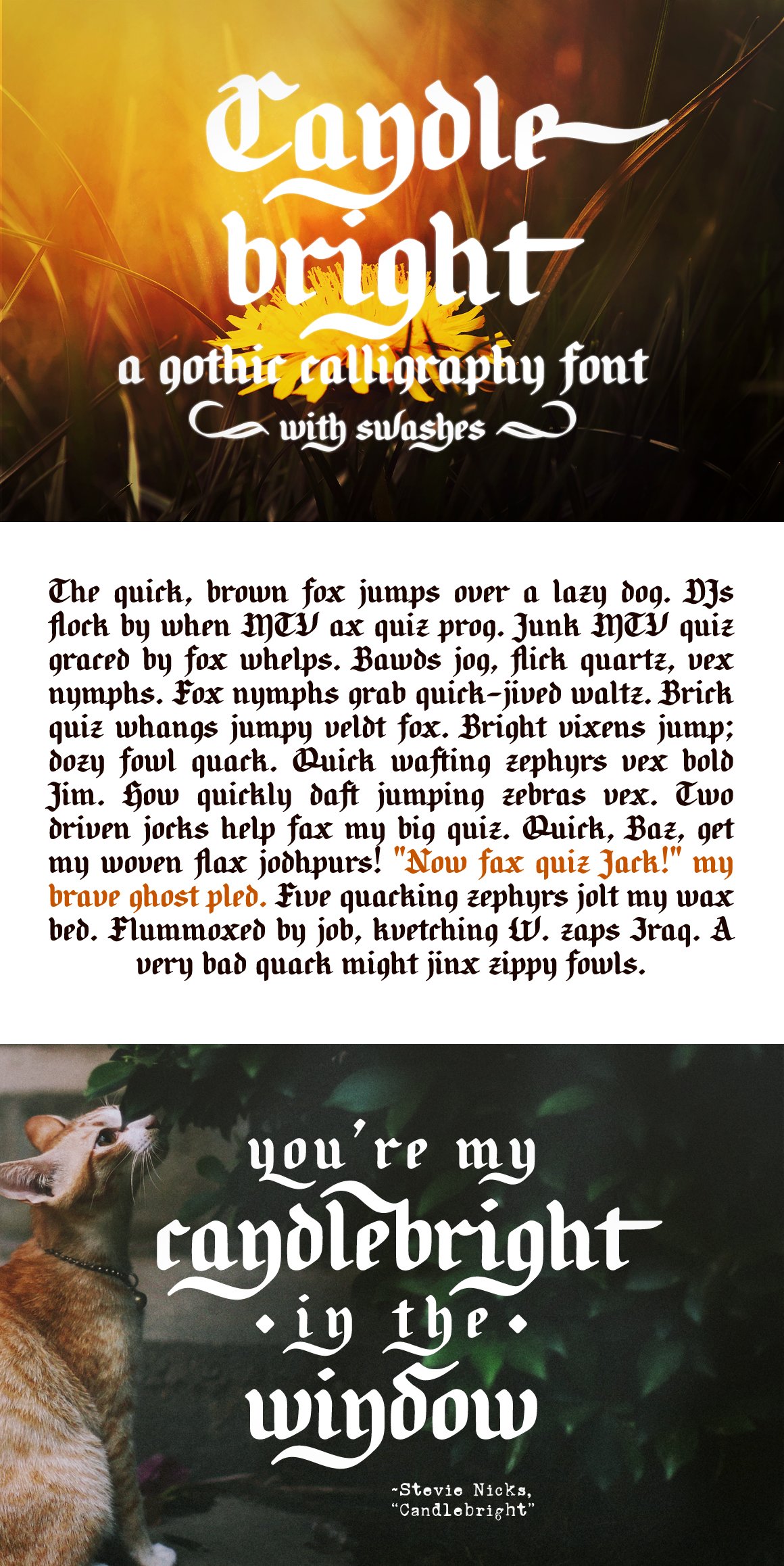 Candlebright blackletter font cover image.