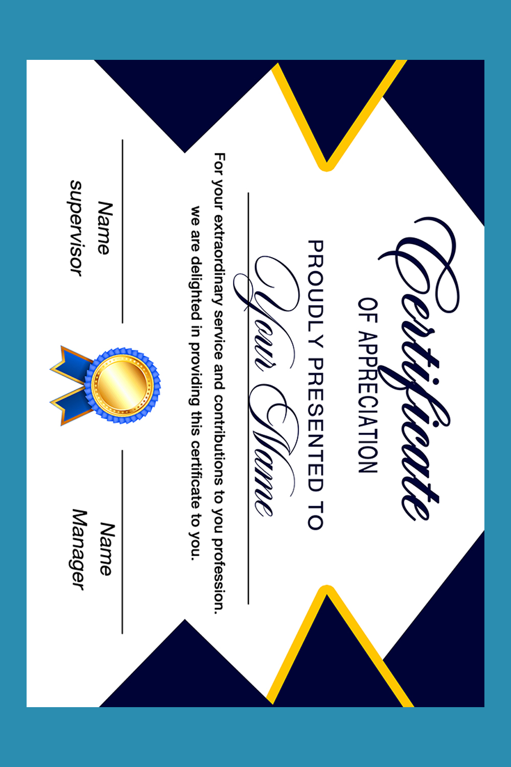 CERTIFICATE OF APPRECIATION, TEMPLATE pinterest preview image.