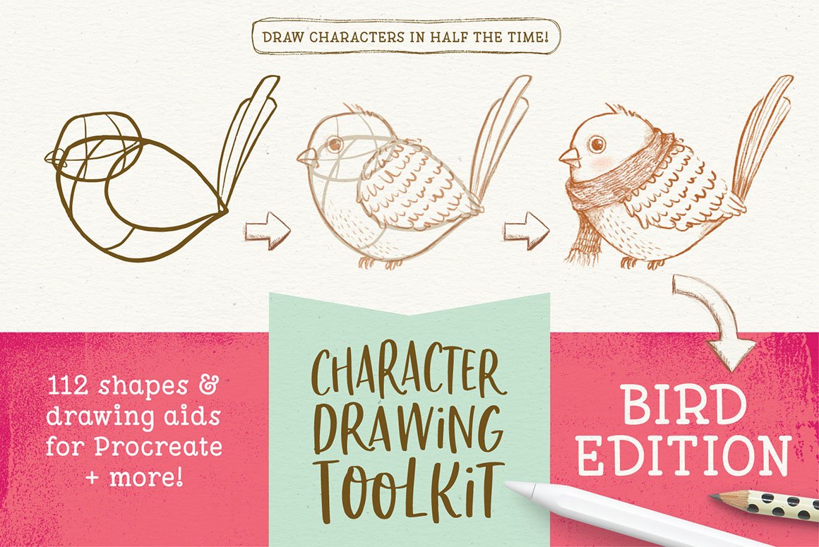 Procreate Bird Drawing Toolkitcover image.