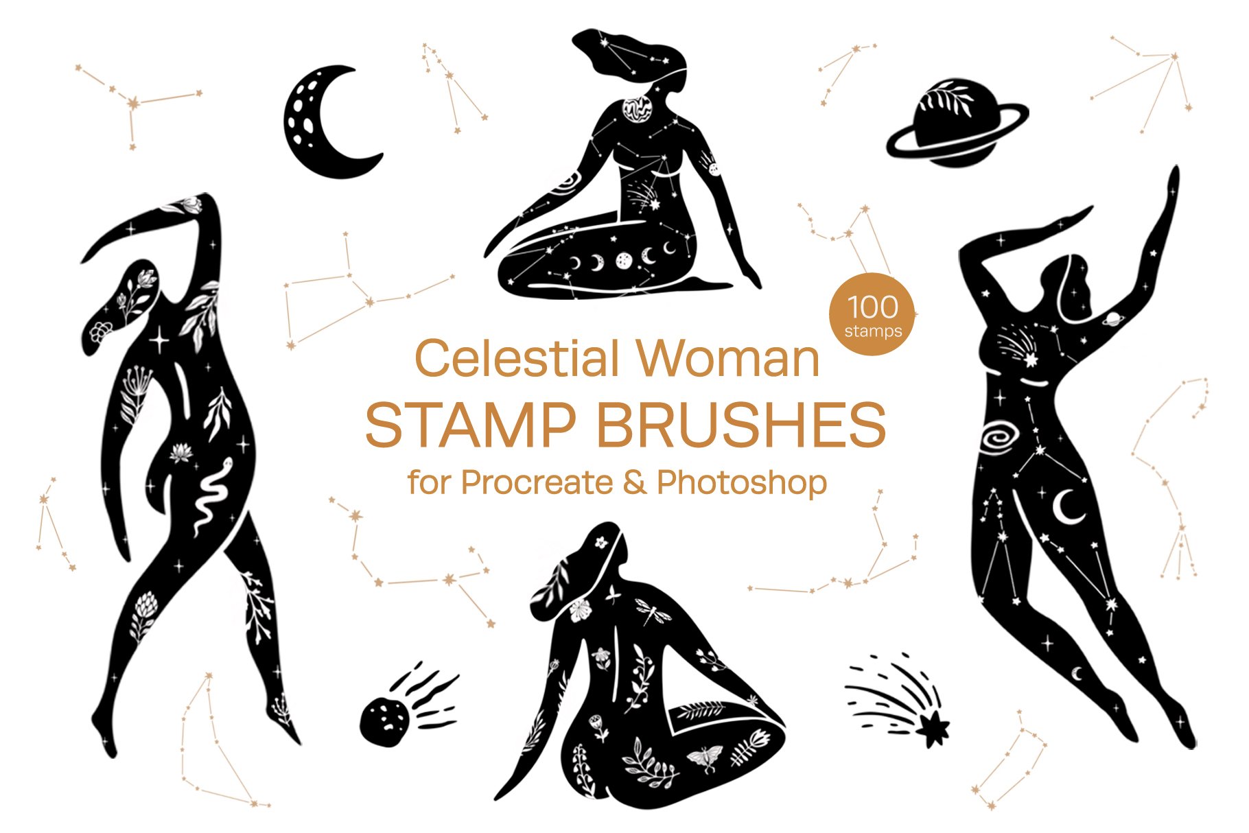 Celestial Woman Procreate Brushescover image.