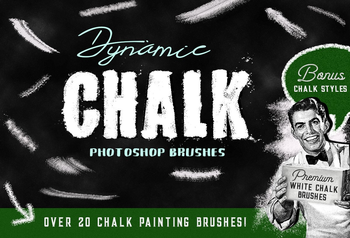 Photoshop brushes chalk & Stylescover image.