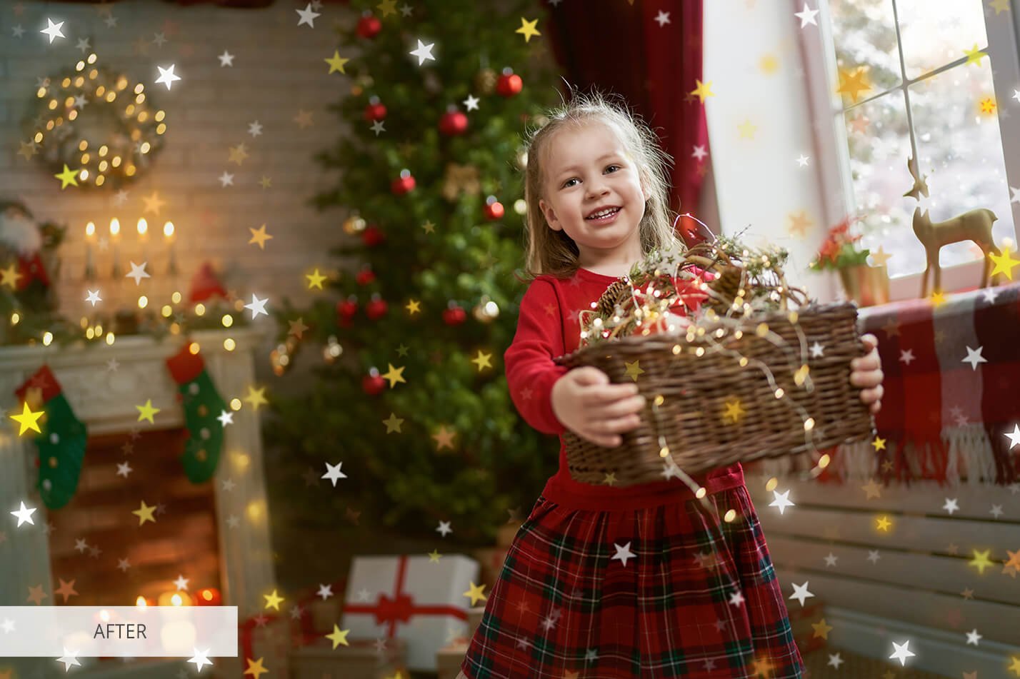 child with garlands near tree at home 4l98tty 207