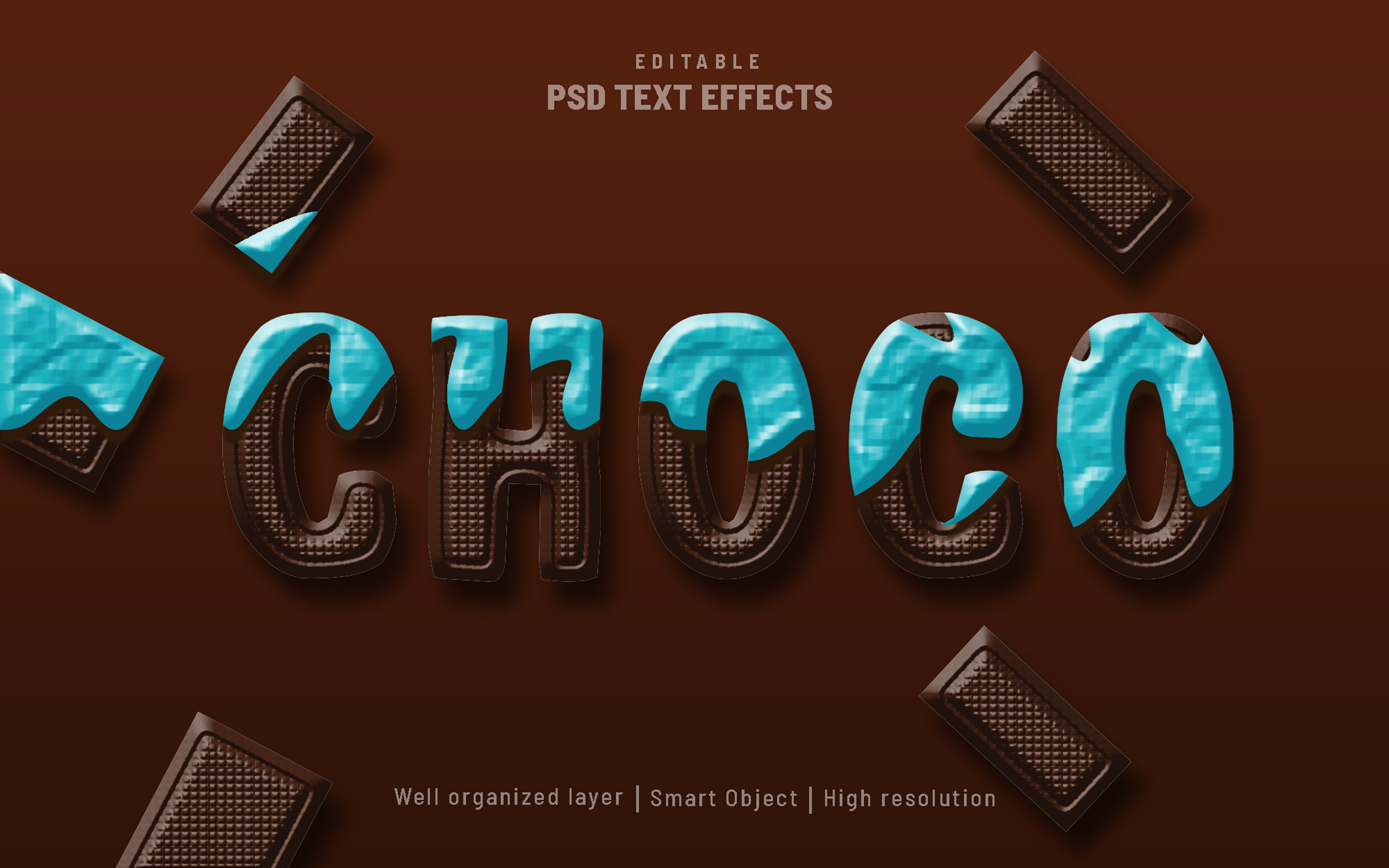 Choco chocolate editable text PSDcover image.