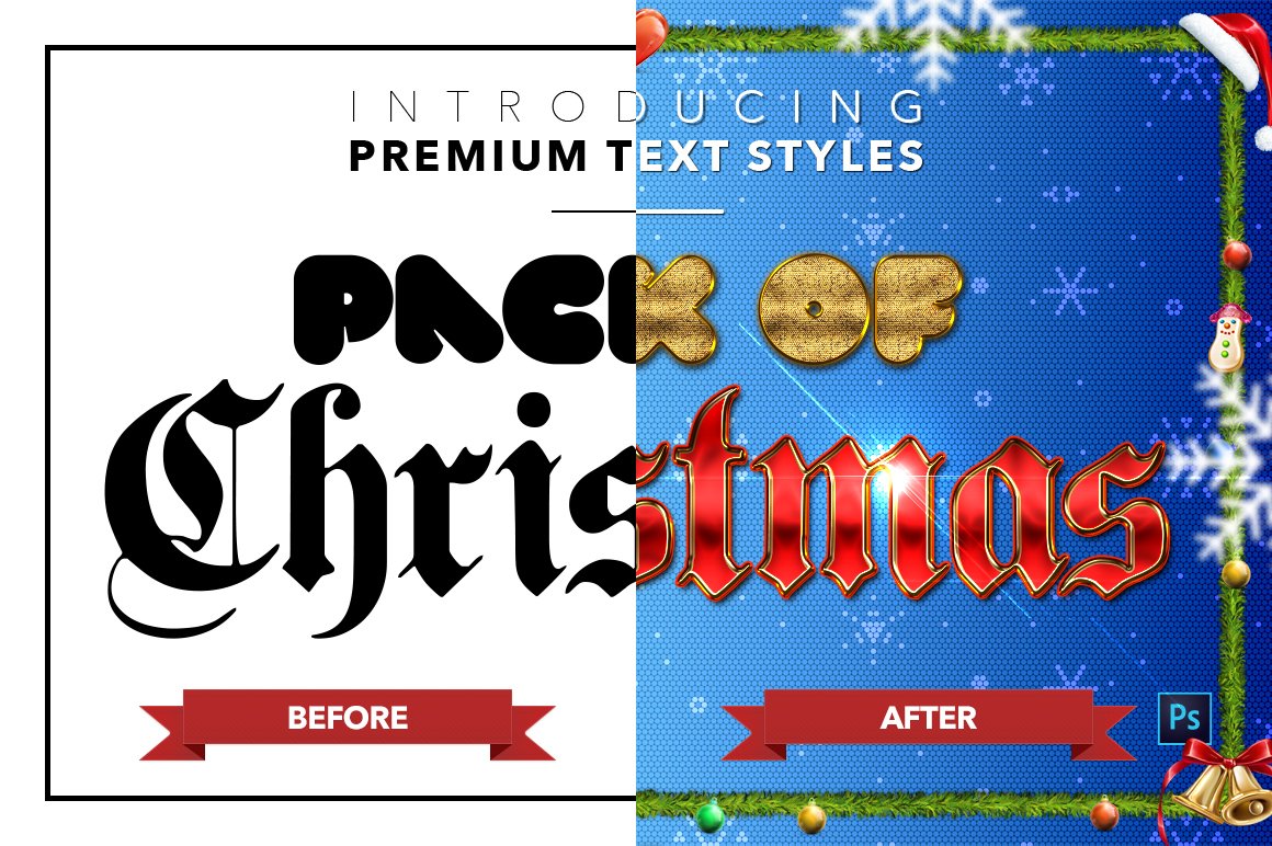 christmas text styles pack two before after 951