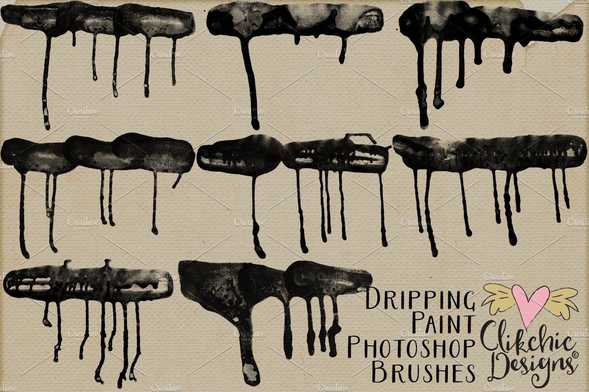 Dripping Paint Photoshop Brushespreview image.