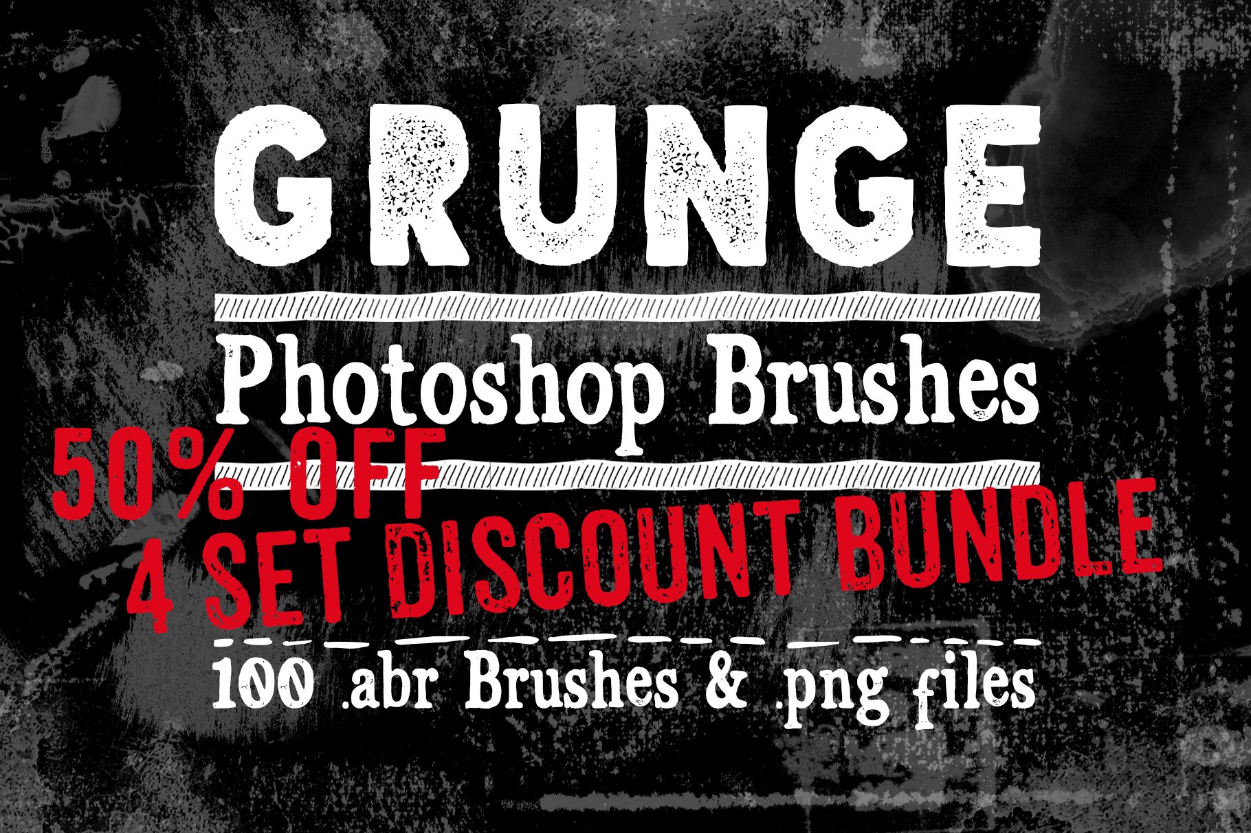 Grunge Texture Photoshop Brushes 50%cover image.