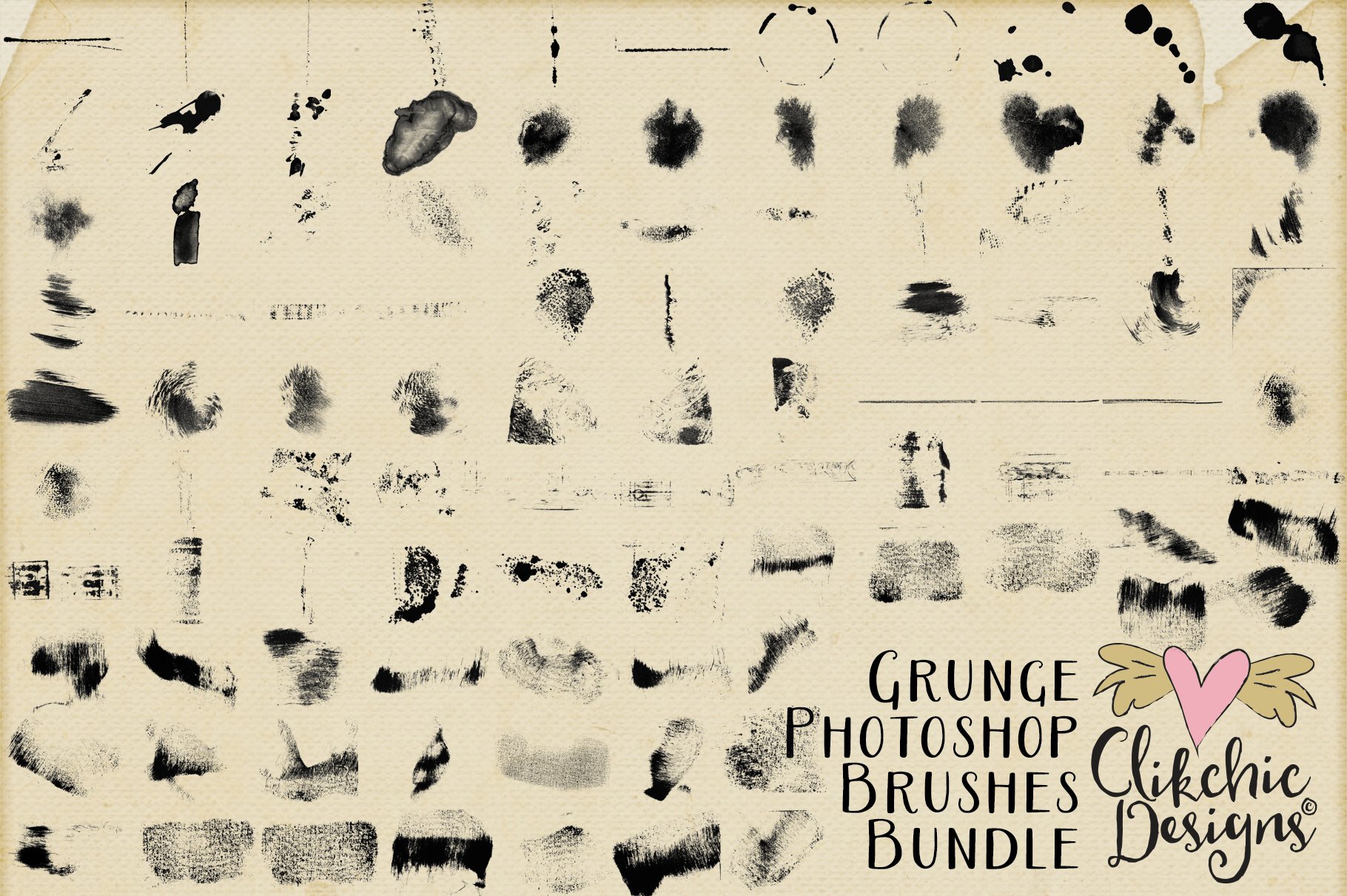 Grunge Texture Photoshop Brushes 50%preview image.