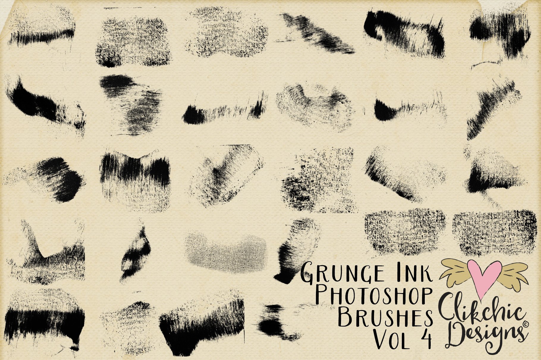 Grunge Ink Photoshop Brushes V4preview image.