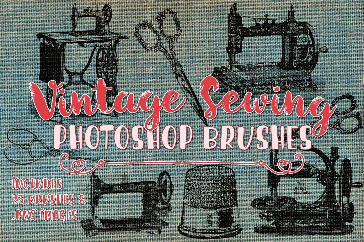 Vintage Sewing Photoshop Brushescover image.