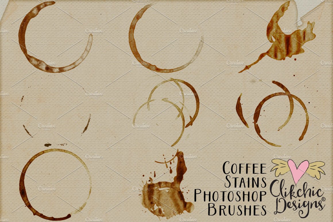 Coffee Stains Photoshop Brushespreview image.