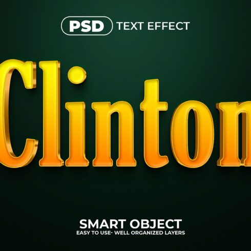 Clinton 3D Editable psd Text Effectcover image.