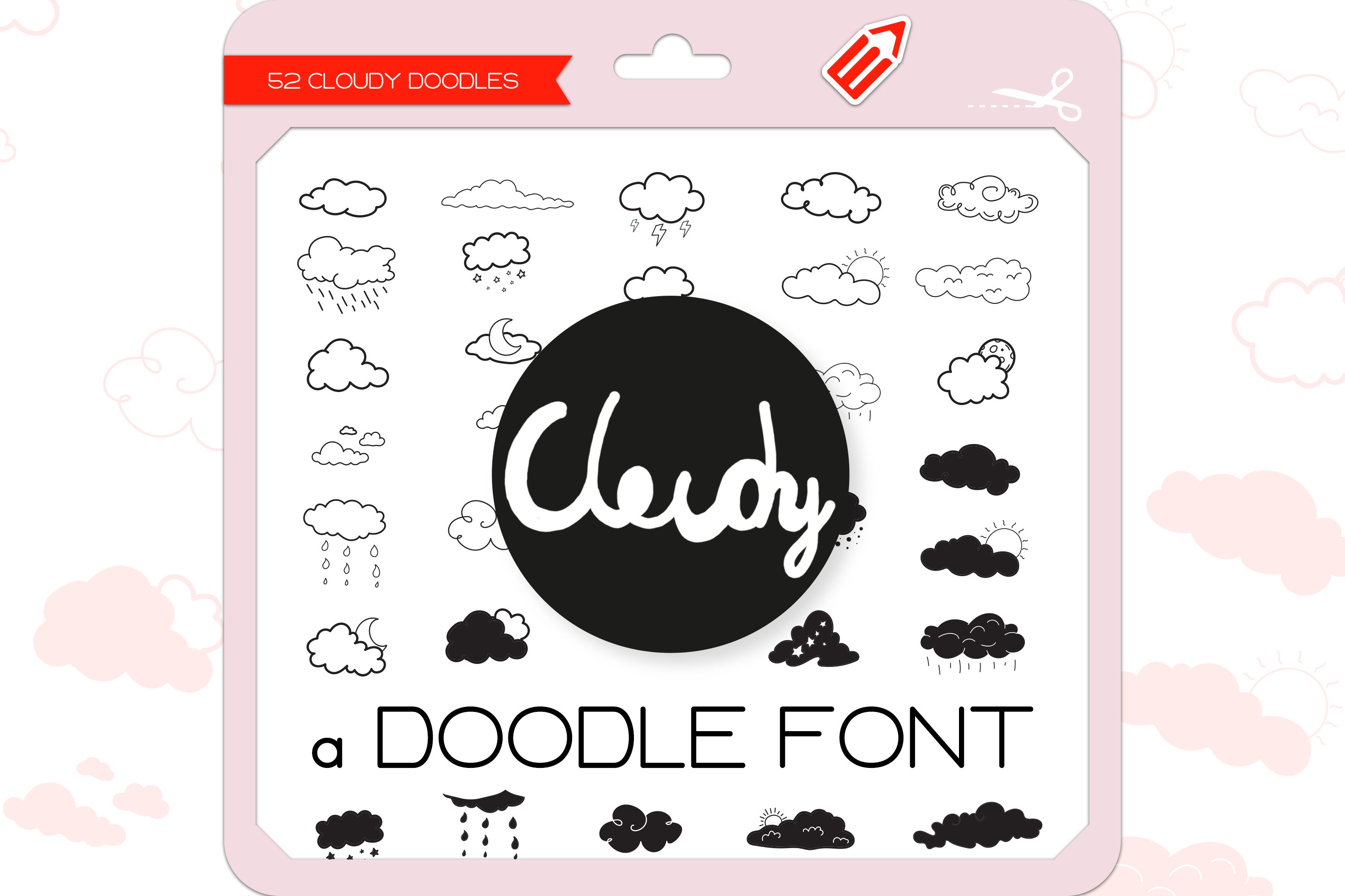 Cloudy Doodles - Dingbats Font cover image.