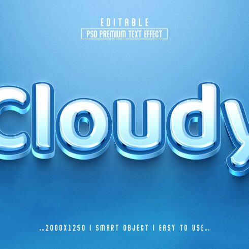 Cloudy 3D Editable Text Effect Stylecover image.