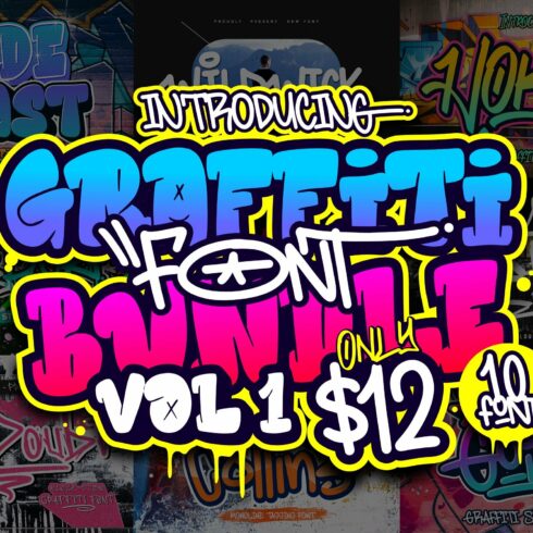 Graffiti Font Bundle Vol.1 cover image.