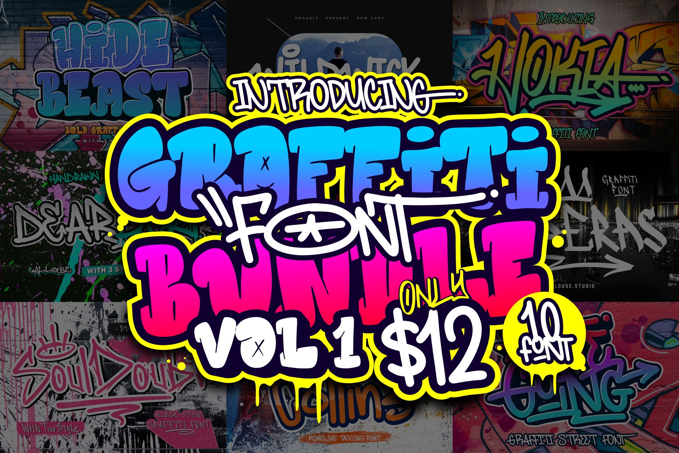 Graffiti Font Bundle Vol.1 cover image.