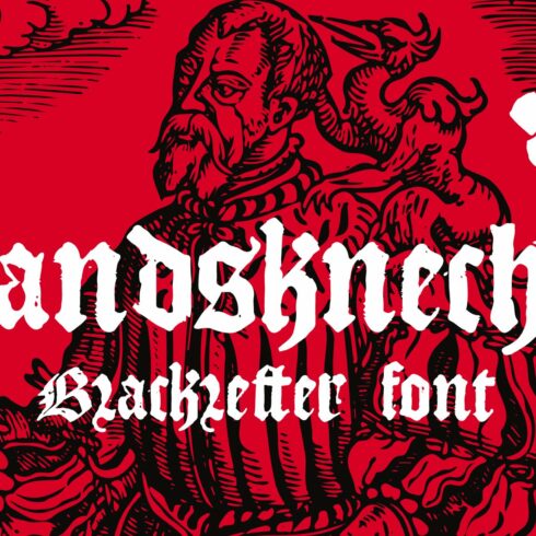 Landsknecht blackletter style font cover image.