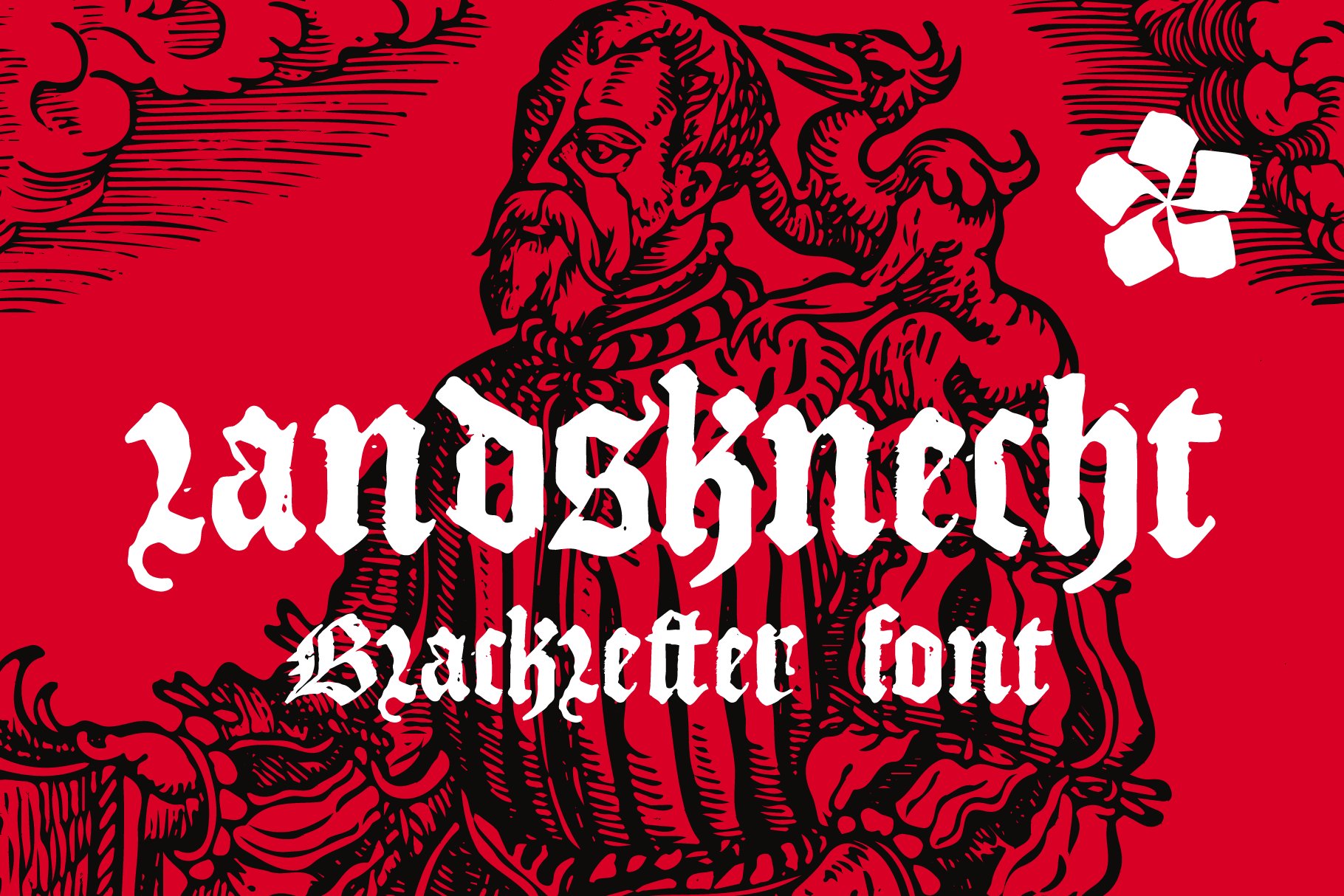 Landsknecht blackletter style font cover image.