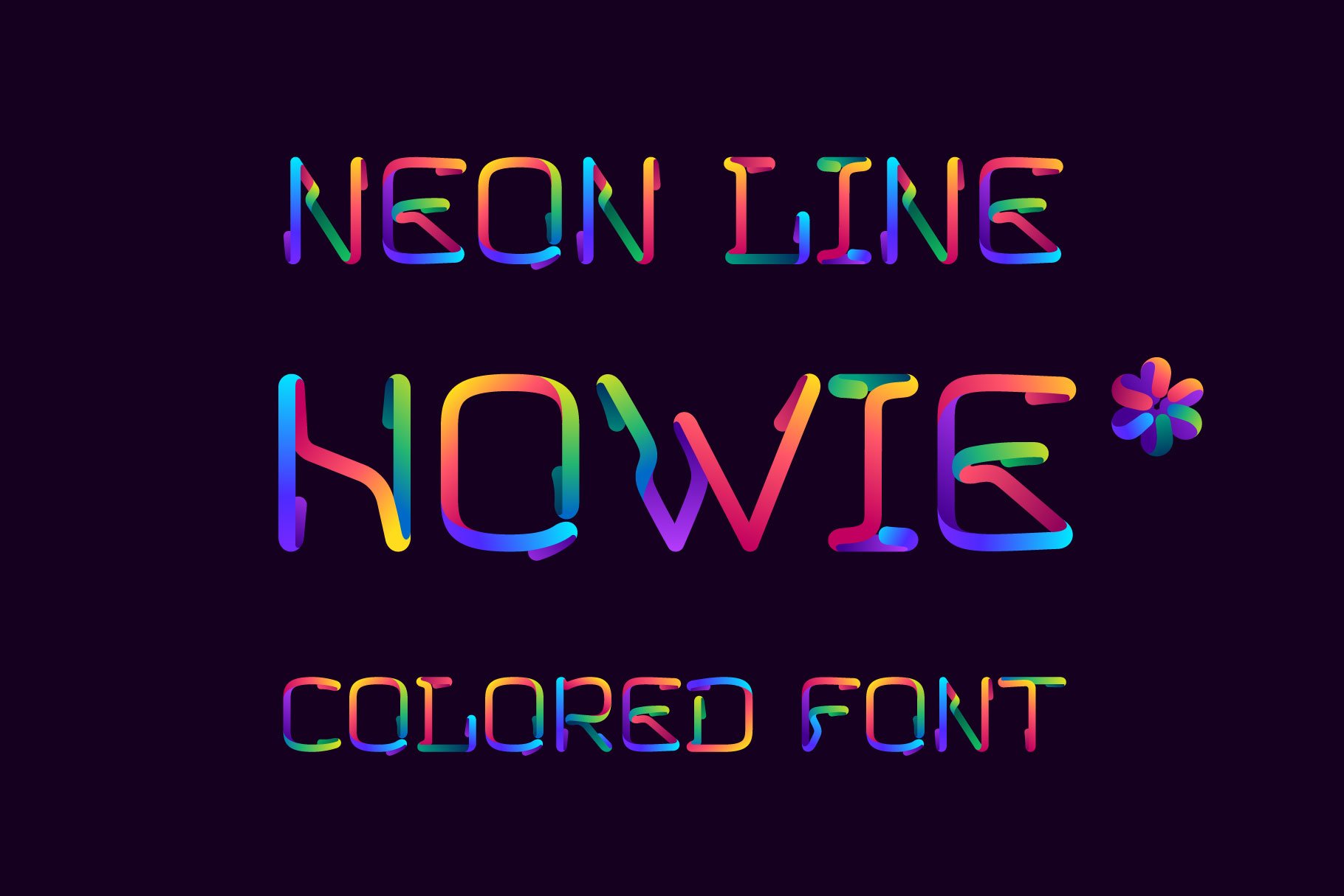 Howie neon line multicolored font cover image.