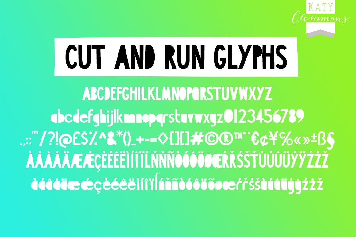 CUT AND RUN font preview image.