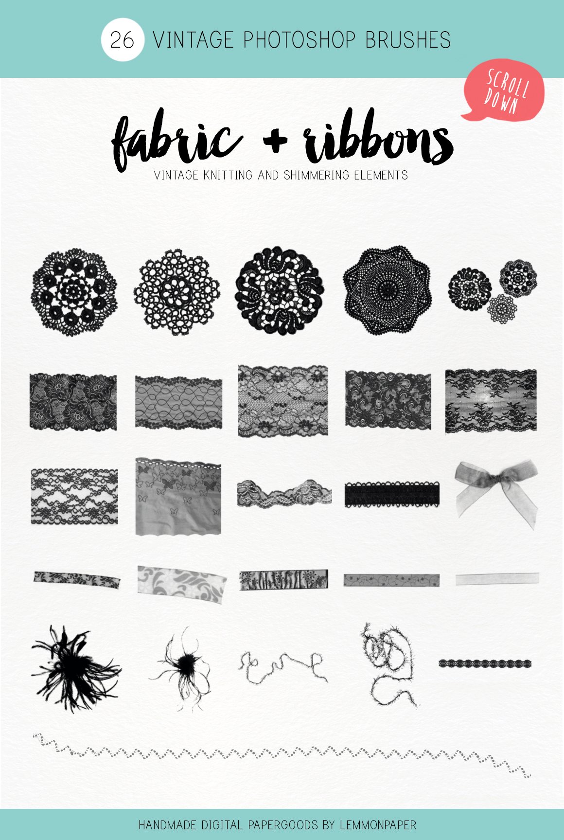 Fabric Fancy photoshop brushespreview image.