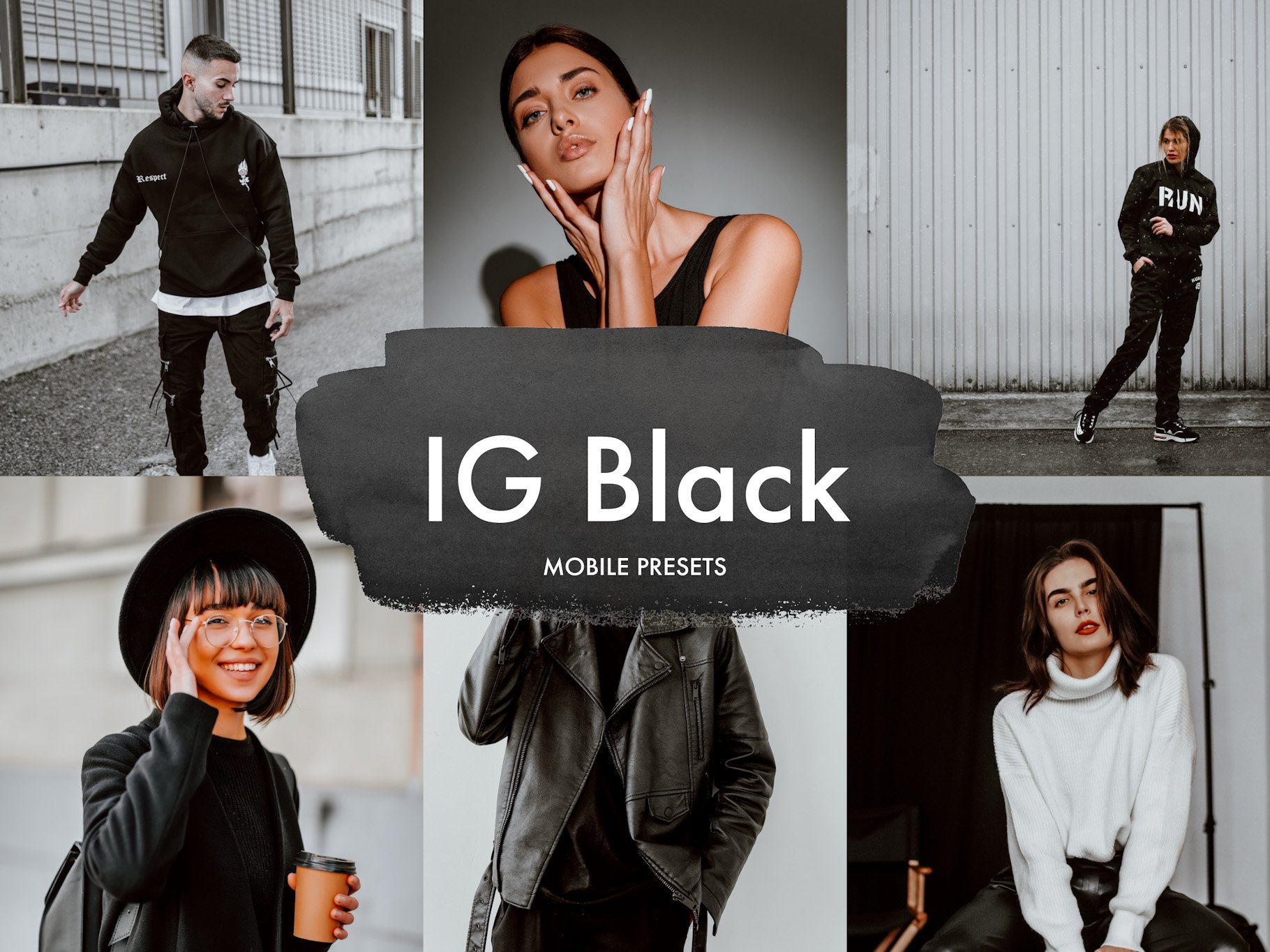 6 IG Black Mobile Lightroom Presetscover image.