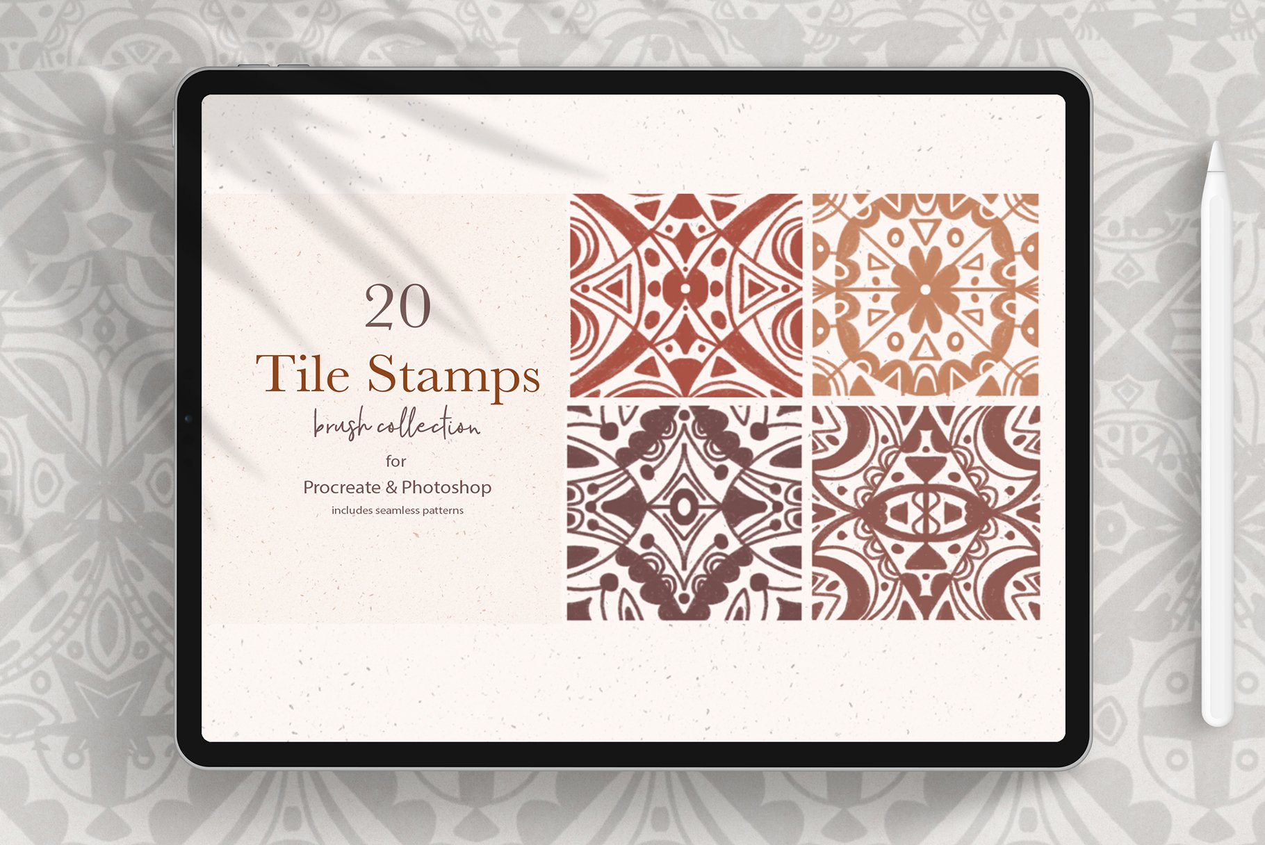 20 Tile Stamps for Procreate and PScover image.