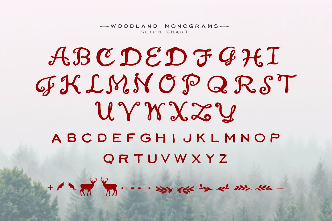 Woodland Monograms Font preview image.