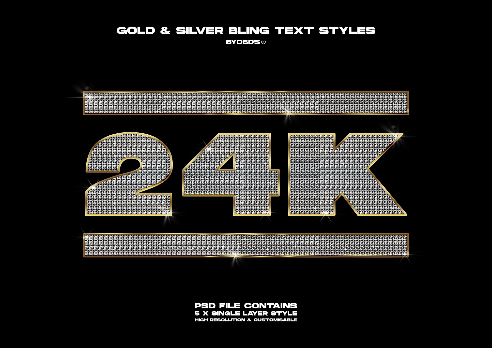 Gold & Diamond 'Bling' Text Stylespreview image.