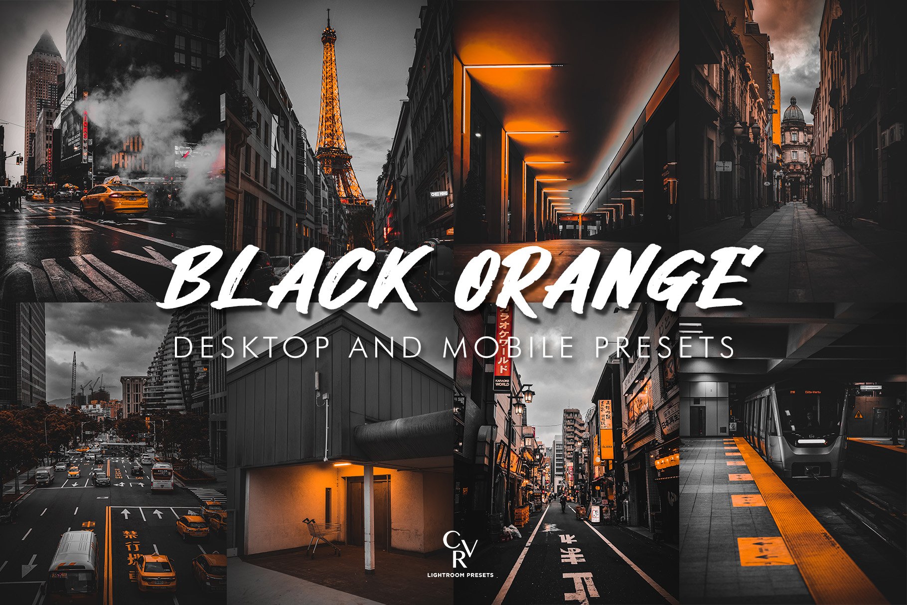10 Black Orange Lightroom Presetscover image.