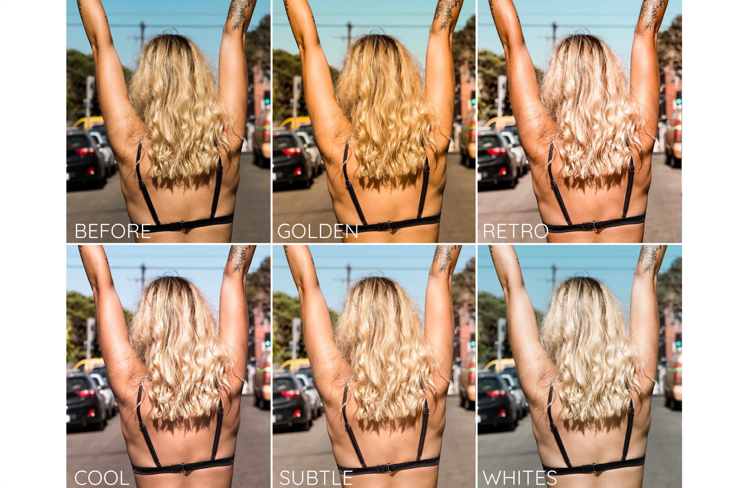 Blond hair Lightroom desktop presetspreview image.
