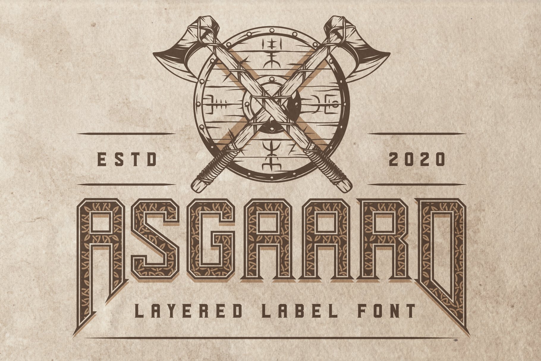 Asgaard layered label font cover image.