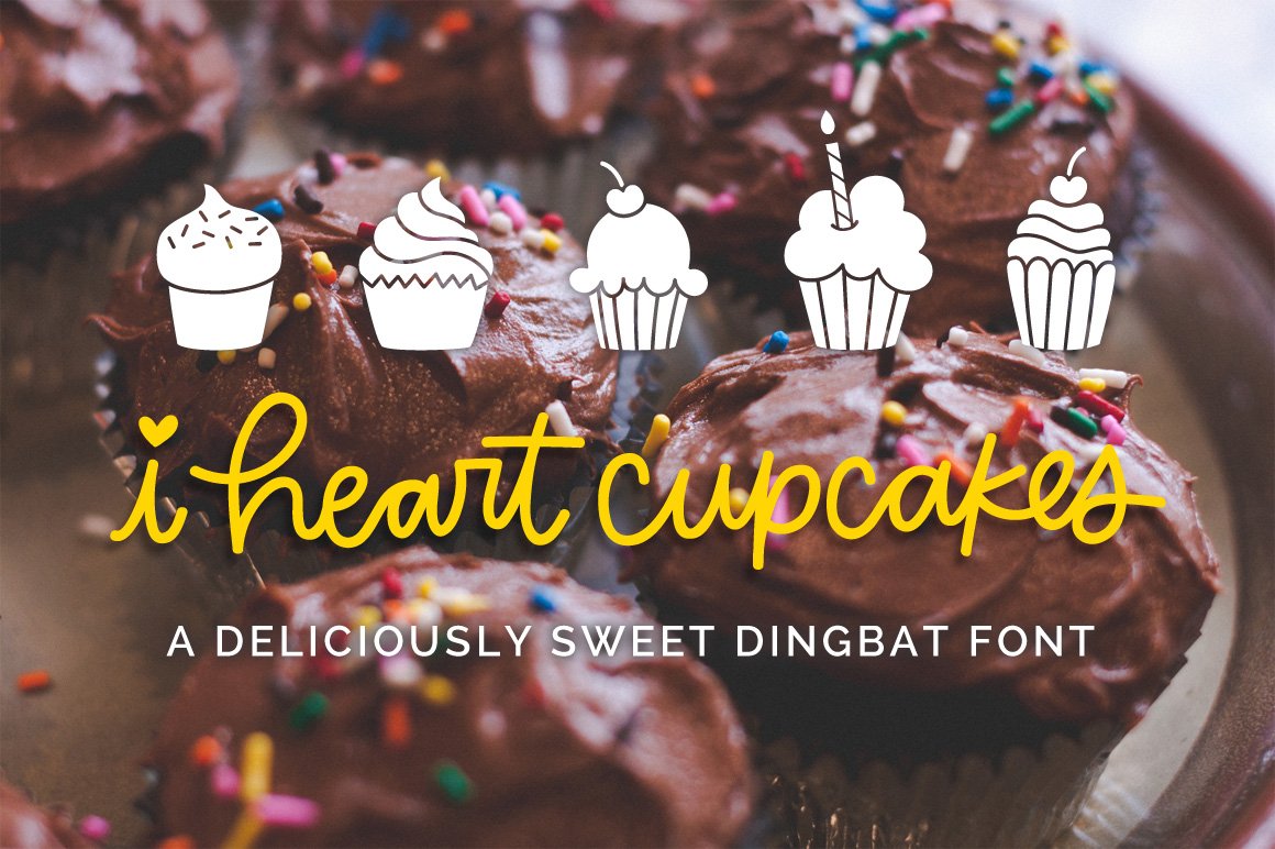 I Heart Cupcakes Dingbat Font cover image.