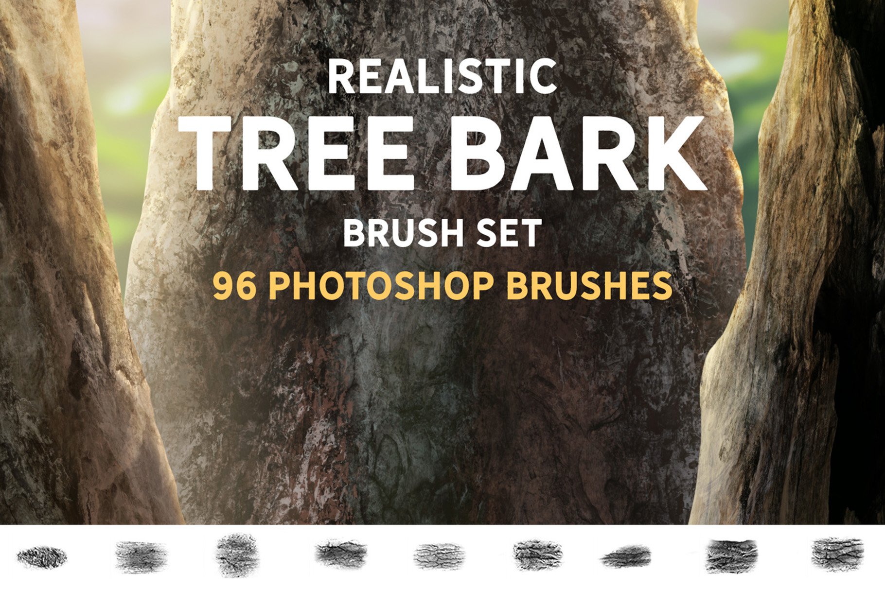 Realistic Tree bark brush setcover image.