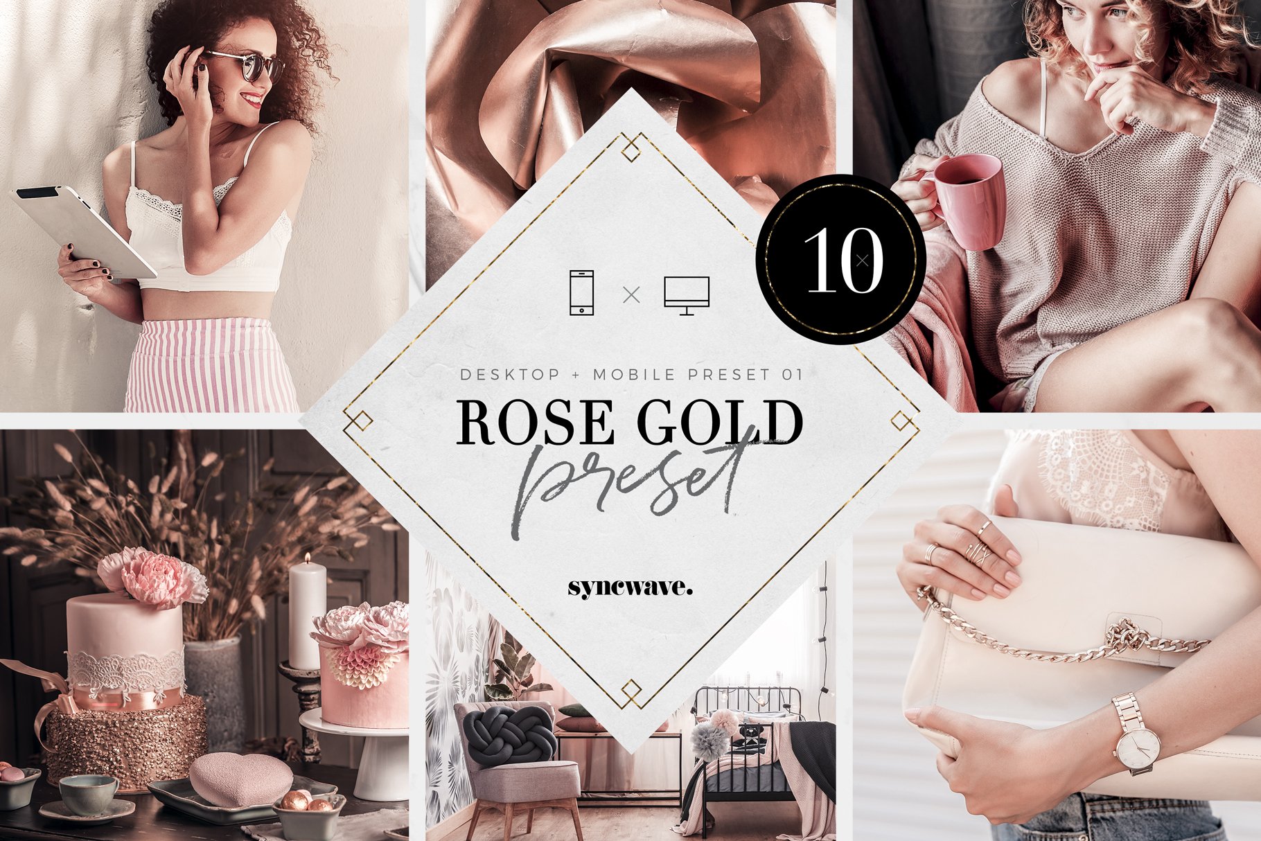 Rose Gold Lightroom Presets Bundlecover image.