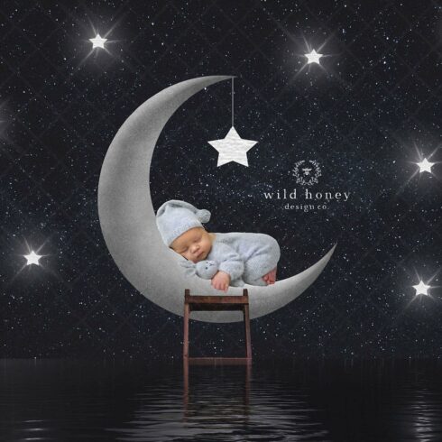 Moon and Stars Digital Backdropcover image.