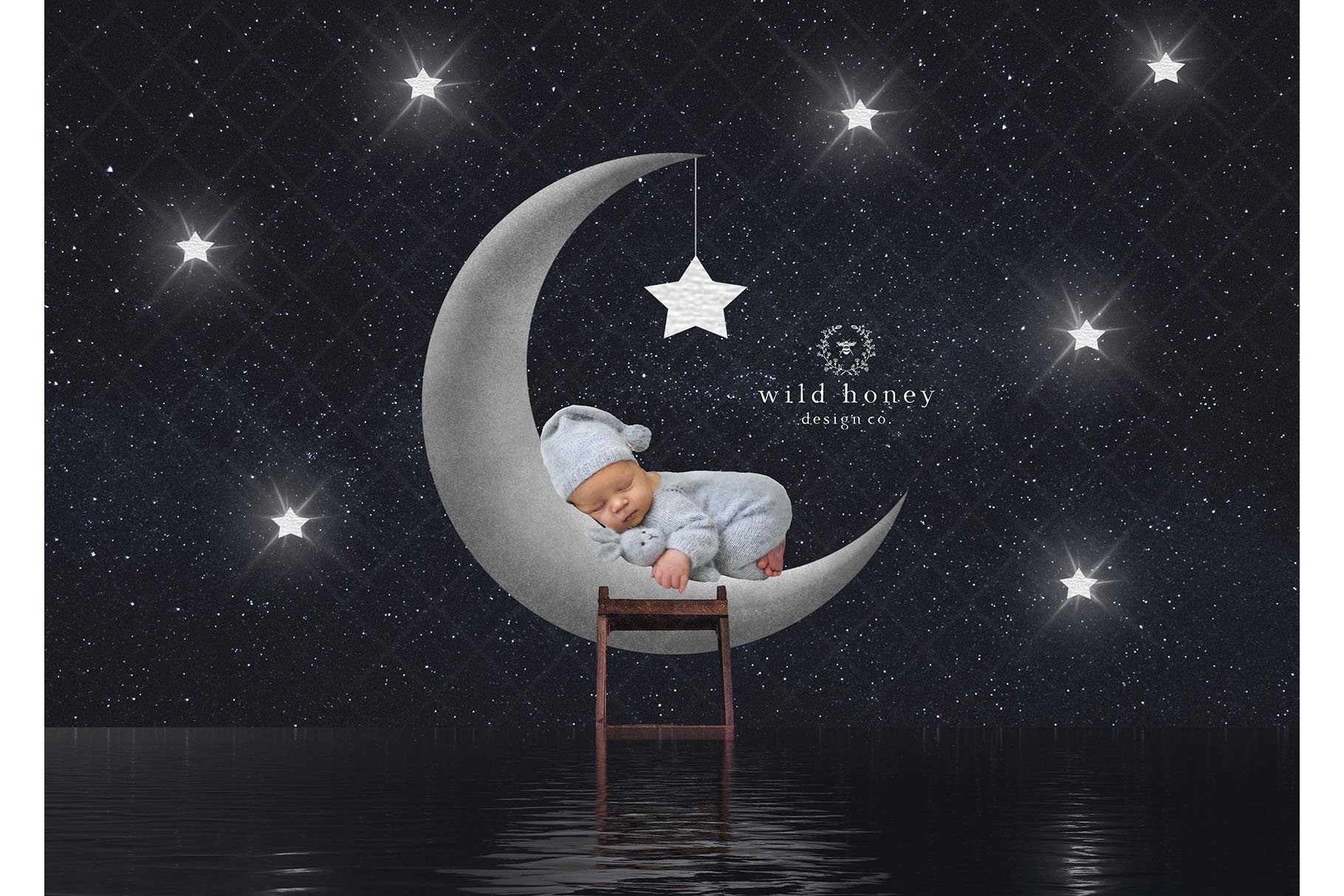 Moon and Stars Digital Backdropcover image.