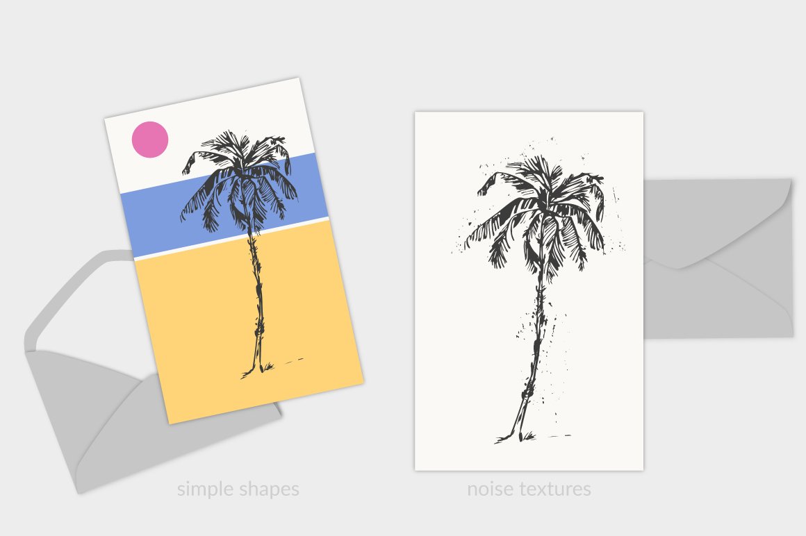 Couple of cards with a palm tree on them.